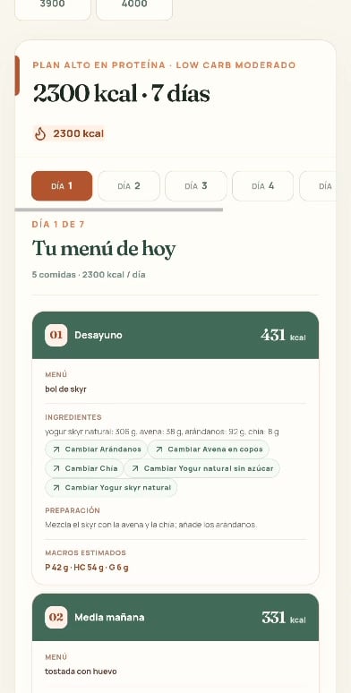 Plan de nutrición real dentro de la nueva app Life VIP